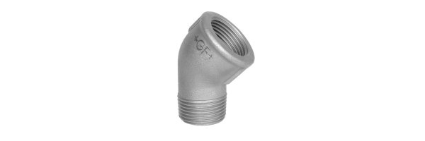 Art.T121V-GF- Winkel 45° (Knie) AG x IG - Temperguss verz. +GF+