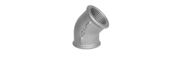Art.T120V-GF- Winkel 45° (Knie) IG x IG - Temperguss verz. +GF+