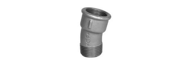 Art.T053V-GF- Bogen 15° (Knie) AG x IG - Temperguss verz. +GF+