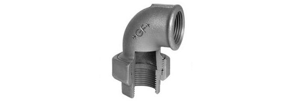 Art.T095V-GF- Winkel-verschraubung flach IG x IG - Temperguss verz. +GF+