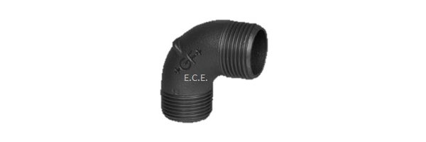 Art.T094S-GF- Winkel 90° (Knie) AG x AG - Temperguss schw. +GF+