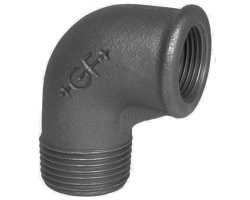 Art.T092RS-GF- Winkel 90&deg; reduziert 1" IG 3/4" AG - Temperguss schw. +GF+