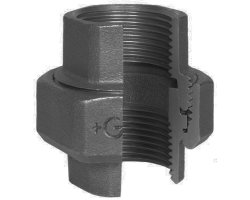 Art.T340S-GF- Holl&auml;nderverschraubung kon. 3/4" IG x IG - Temperguss schw. +GF+