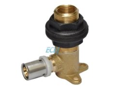 Art.598 Wanddurchf&uuml;hrung mit Verdrechschutz 3/4"AG / 1/2"IG x 16/2mm - Pressfitting