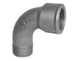 Art.T001AV-GF- Bogen 90&deg; kurz 3" AG x IG - Temperguss-GF- verz. +GF+