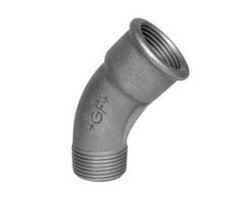 Art.T041V-GF- Bogen 45&deg; 6/4" IG x IG - Temperguss-GF- verz. +GF+