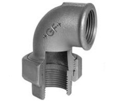 Art.T095V-GF- Winkel-verschraubung flach 1/2" IG x IG - Temperguss-GF- verz. +GF+