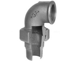 Art.T097V-GF- Winkel-verschraubung flach 3/8" AG x IG - Temperguss-GF- verz. +GF+