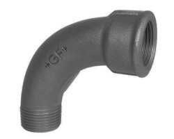 Art.T001S-GF- Bogen 90&deg; 2" AG x IG - Temperguss schw. +GF+