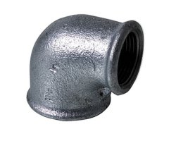 Art.T090RV Winkel 90&deg; reduziert 3/4" x 1/2" - Temperguss verz.