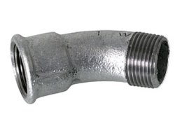 Art.T040V Bogen 45&deg; 1/2" IG x AG - Temperguss verz.