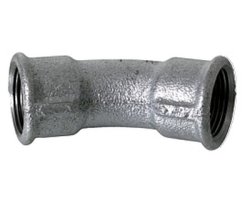 Art.T041V Bogen 45&deg; 3/4" IG x IG - Temperguss verz.