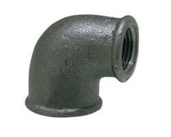 Art.T090RS Winkel 90&deg; reduziert 3/4" x 1/2" - Temperguss schw.