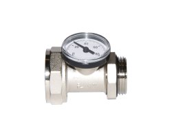 Art.492BC Verschraubung mit Thermometer 1" IG x AG, 0 bis 80&deg;C