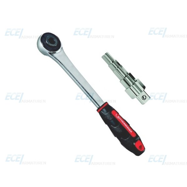 Rothenberger 73281 Gas-Stufenschlüssel Mit Ratsche – Für Gasarmaturen, Chrom-Vanadiumstahl