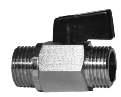 Art.127 Kugelhahn "MINI" 3/8" AG x AG Knebelgriff schwarz - Messing verchromt