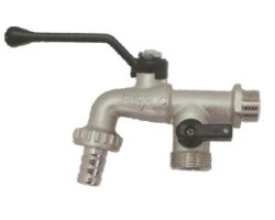 Art.1332 Doppel-Auslaufkugelhahn 1/2"AG, mit Schlaucht&uuml;lle