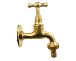 Art.N6017 Gartenhahn Hofburg 3/4" Messing pol. mit Schlauchanschluss