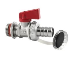 Art.H215C KFE - Kugelhahn 1/2" verchromt mit Schlauchanschluss und Stahl Griff