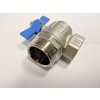 Art.298SCDB Eck Kugelhahn Blau "IDEAL" 3/4"IG x 1"AG kon. voller Durchgang - Messing vernickelt