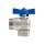 Art.298SCDB Eck Kugelhahn Blau "IDEAL" 1"IG x 5/4"AG kon. voller Durchgang - Messing vernickelt