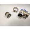 Art.298SB Eck Kugelhahn Blau "IDEAL" 1" mit Verschraubung O-Ring, voller Durchgang - Messing vernickelt