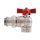 Art.298S Eck Kugelhahn Rot "IDEAL" 1" mit Verschraubung O-Ring, voller Durchgang - Messing vernickelt