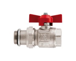 Art.098S Kugelhahn Rot "IDEAL" 1" mit O-Ring, voller Durchgang - Messing vernickelt