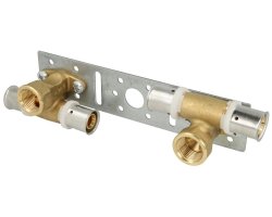 Art.599D Montageschiene mit Wandscheibe Durchgangsform 1/2" x 16/2mm - Pressfitting