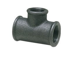 Art.T130RS T-St&uuml;ck reduziert 3" x 2 1/2" x 3" - Temperguss schw.