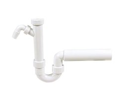 Sp&uuml;lensiphon 6/4" DN40 ohne Rosette -  Kunststoff wei&szlig;